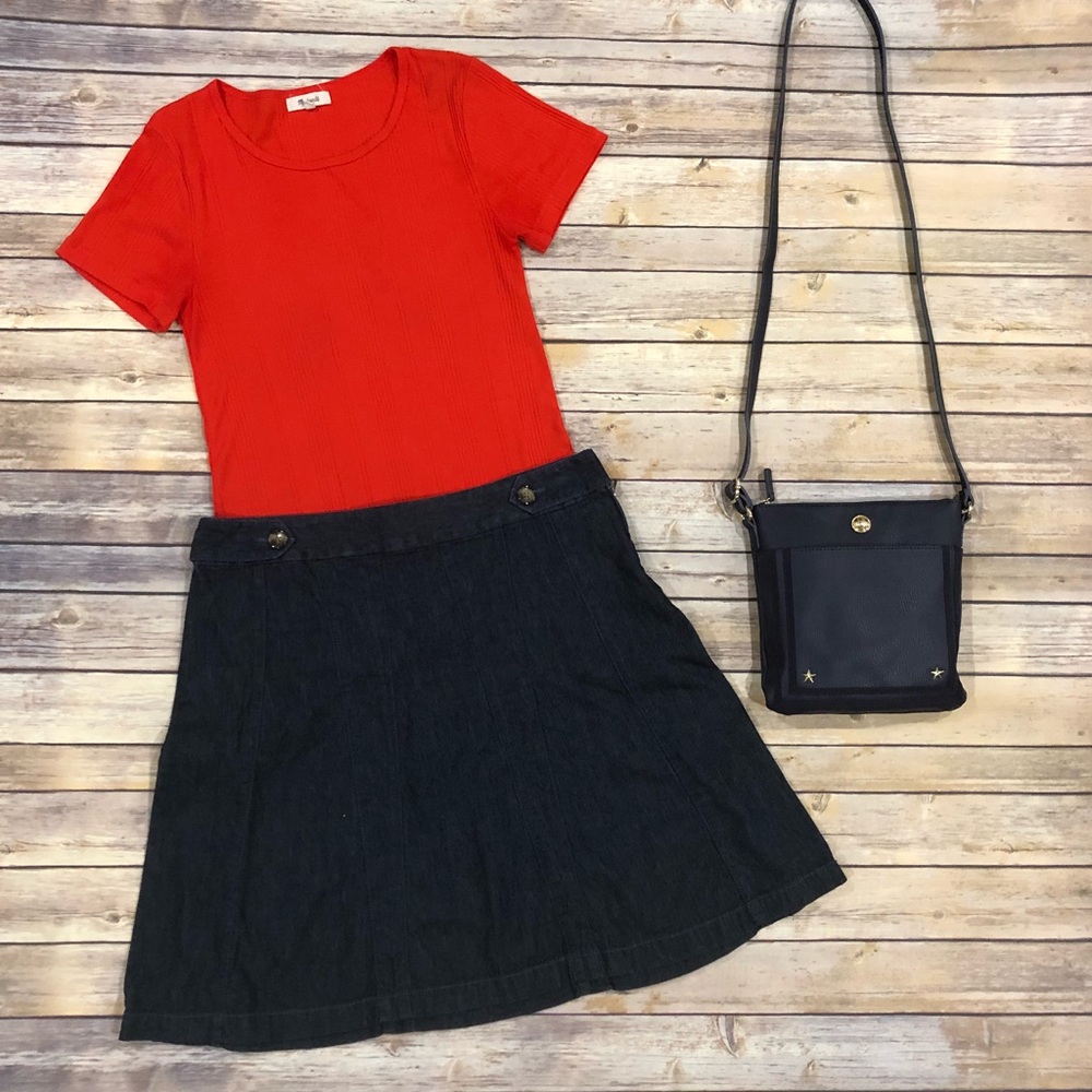 Ann Taylor denim A Line skirt 100% Cotton 10 EUC